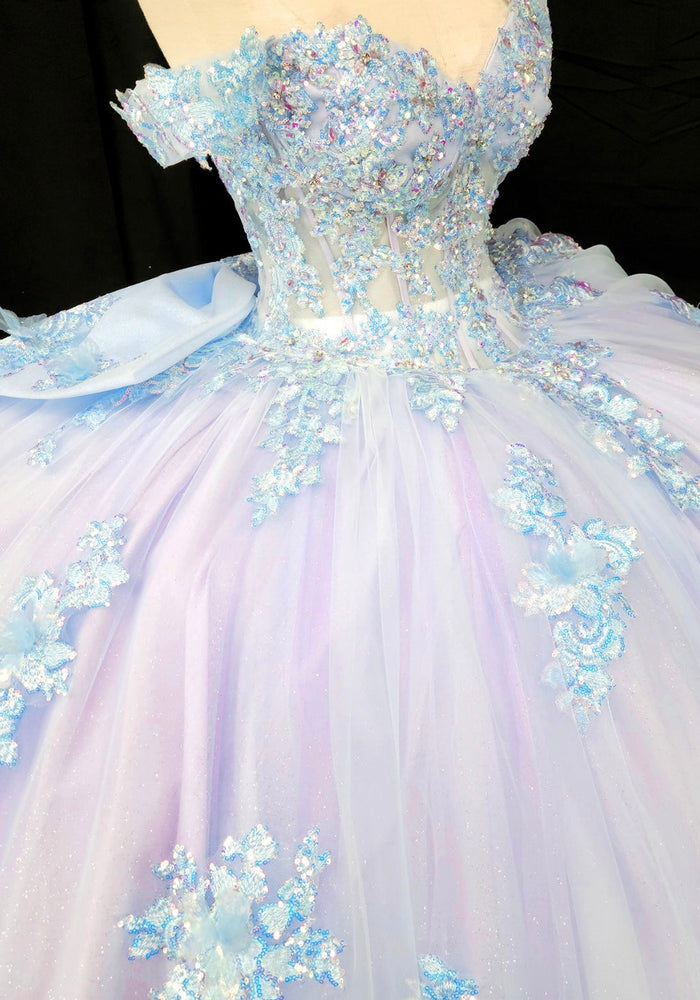 Chicas HF3124 Printed Formal Lilac BallDress Sweetheart Floral Tulle Dress