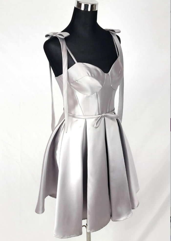 Chicas DM8133 Formal Blush A-Line Sweetheart Short Strappy Satin Dress