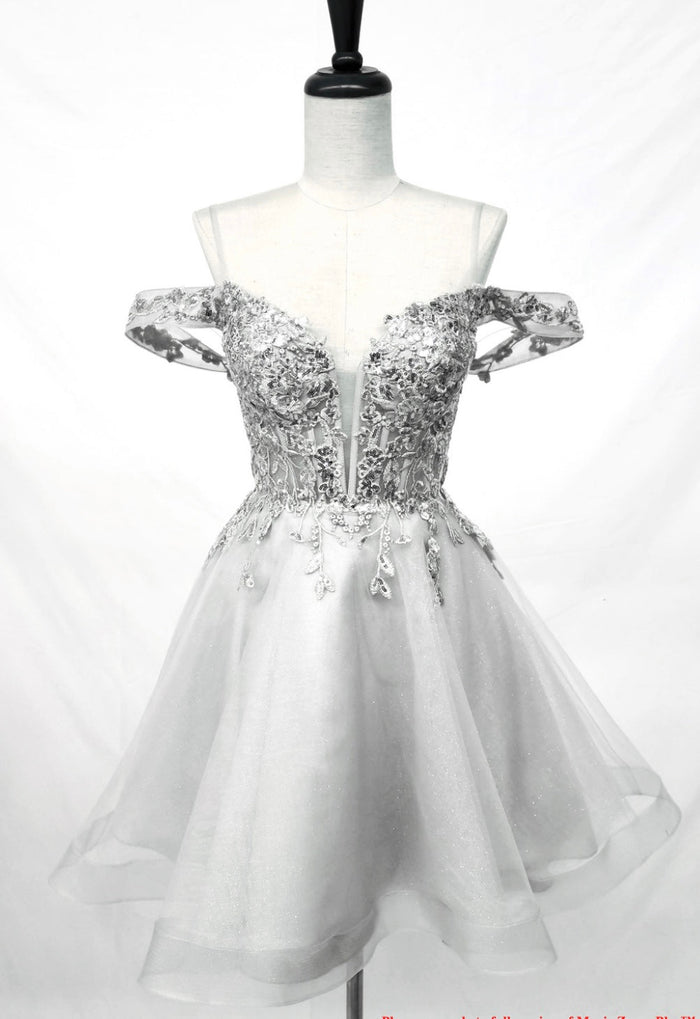 Chicas C359 Romantic Printed Formal Blush Illusion Floral Tulle Dress