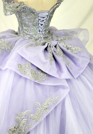 Chicas HF3123 Elegant Silver BallDress Sweetheart Floor-Length Embroidered Tulle Dress