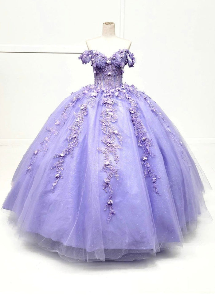 Chicas HF3102 Printed BallDress Floral Floor-Length Corset Appliqué Tulle Dress