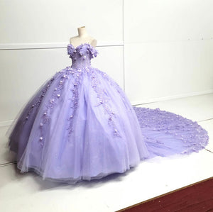 Chicas HF3102 Printed BallDress Floral Floor-Length Corset Appliqué Tulle Dress