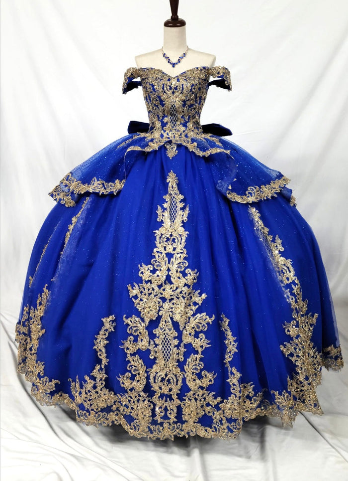 Chicas HF3120 Modern Glitter Royal BallDress Floor-Length Embroidered Tulle Dress