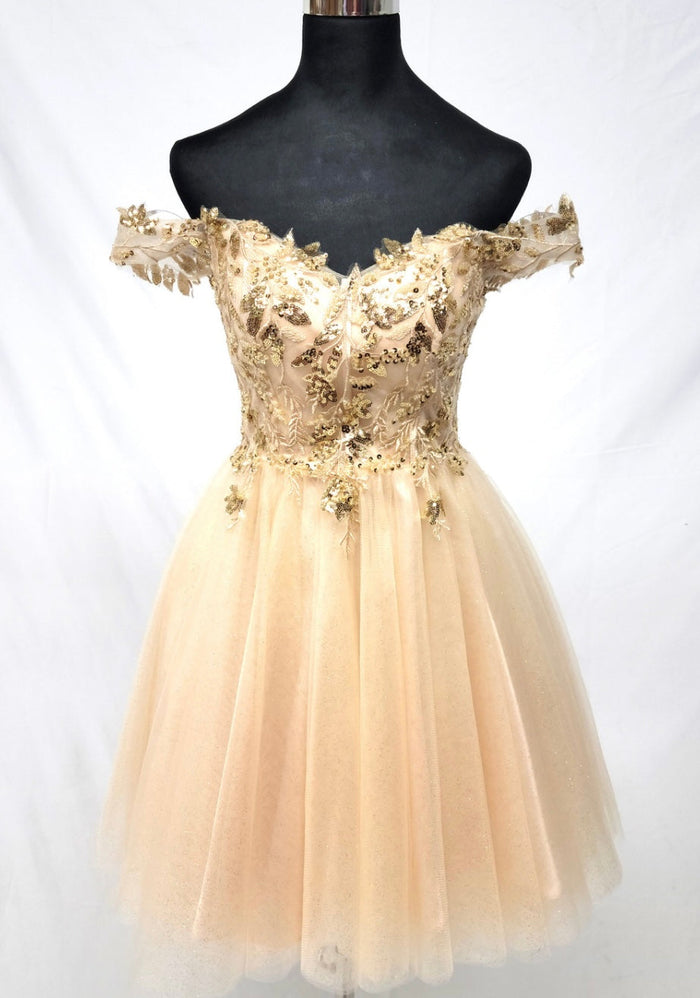 Chicas J051 Cocktail A-Line Short Sequin Embroidered Tulle Dress