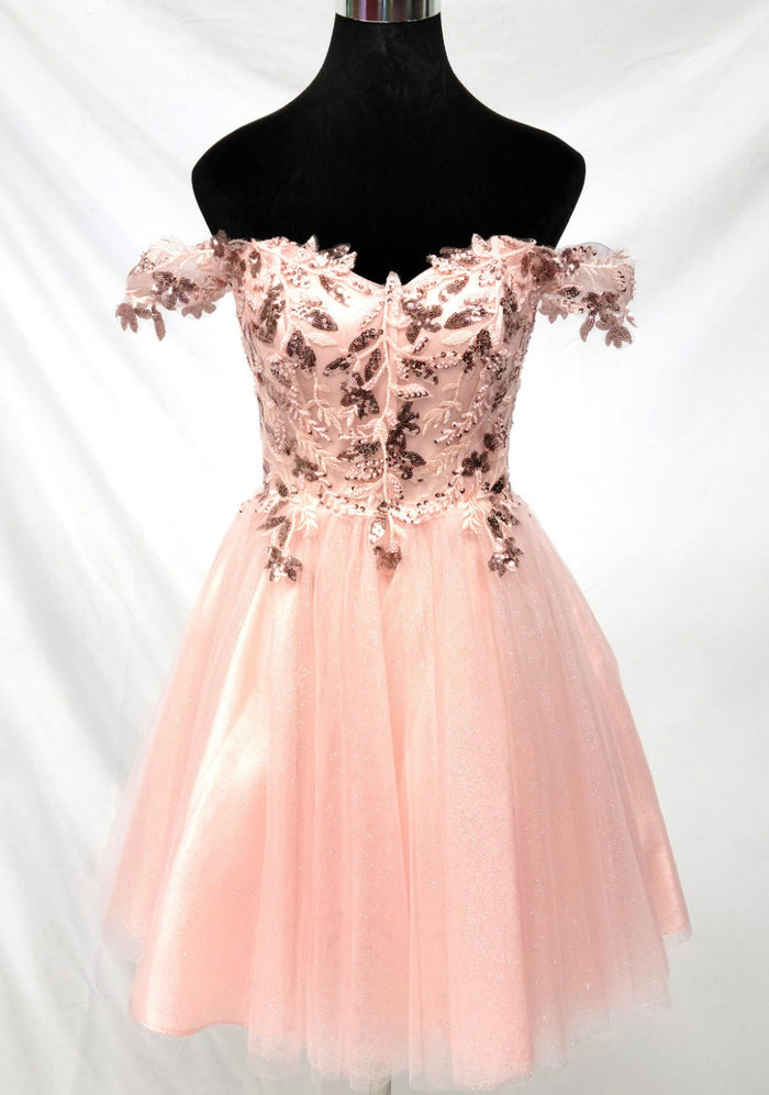 Chicas J051 Cocktail A-Line Short Sequin Embroidered Tulle Dress