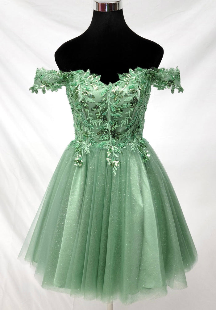 Chicas J051 Cocktail A-Line Short Sequin Embroidered Tulle Dress