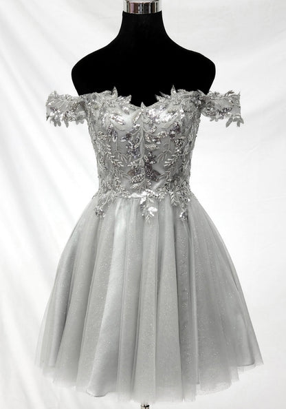 Chicas J051 Cocktail A-Line Short Sequin Embroidered Tulle Dress