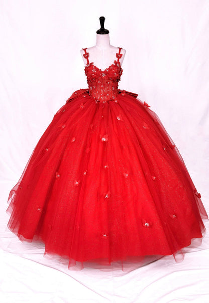 Chicas HF3107 Romantic Printed Blush BallDress Butterfly Floral Tulle Dress