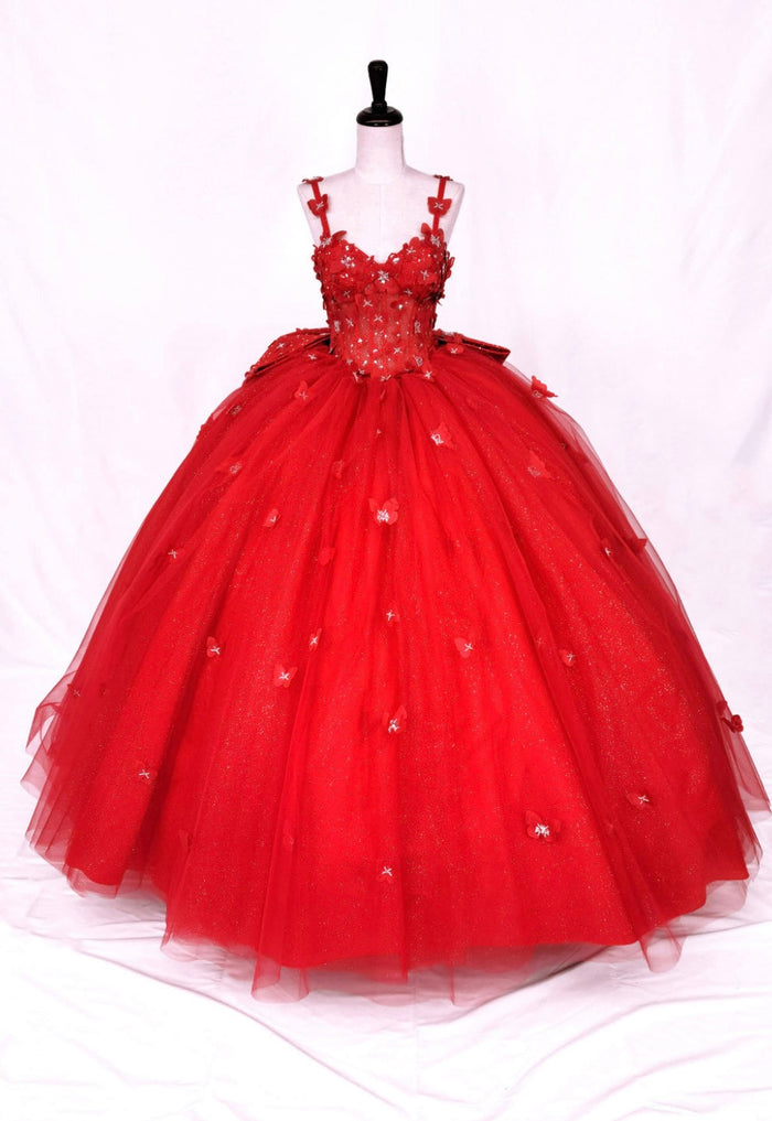 Chicas HF3107 Romantic Printed Blush BallDress Butterfly Floral Tulle Dress