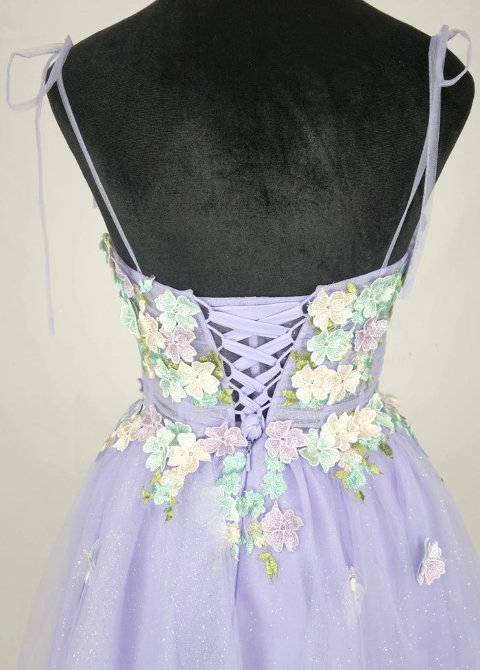 Chicas C354 Printed Glitter Ivory Sweetheart Floral Short Tulle Dress