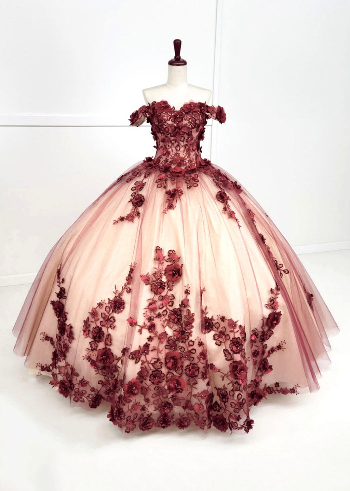 Chicas HF3088 Printed Black BallDress Floral Floor-Length Tulle Dress