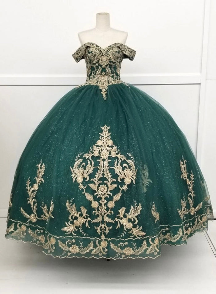 Chicas HF3006 Printed Quinceañera Blue BallDress Sweetheart Tulle Dress