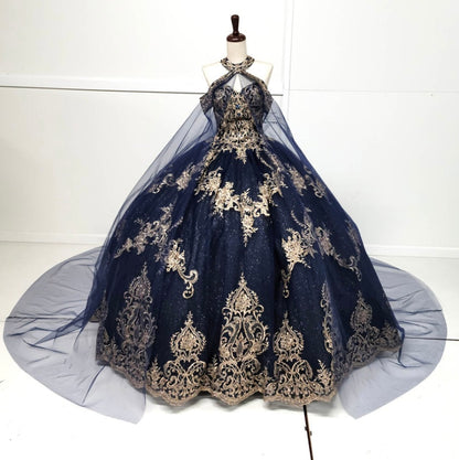 Chicas HF3091 Glitter Formal Navy BallDress Halter Tulle Dress