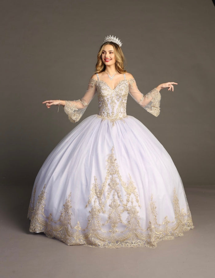 Chicas F3033L Romantic Quinceañera Royal BallDress Sweetheart Long Tulle Dress