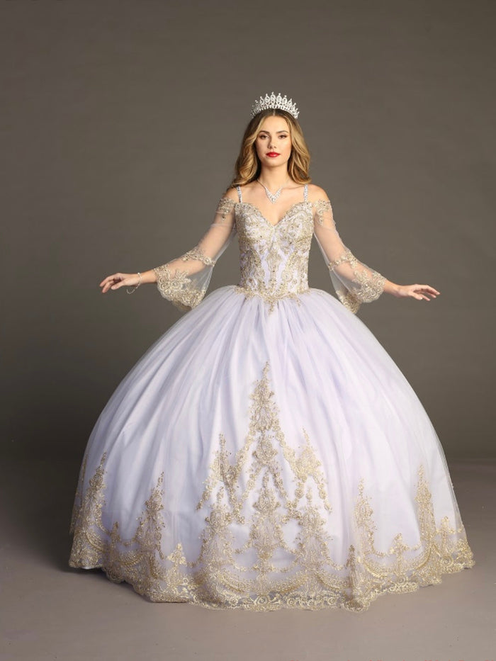 Chicas F3033L Romantic Quinceañera Royal BallDress Sweetheart Long Tulle Dress