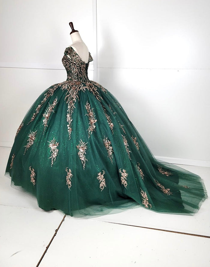 Chicas HF3084 Romantic Printed Metallic Glitter Burgundy BallDress Tulle Dress