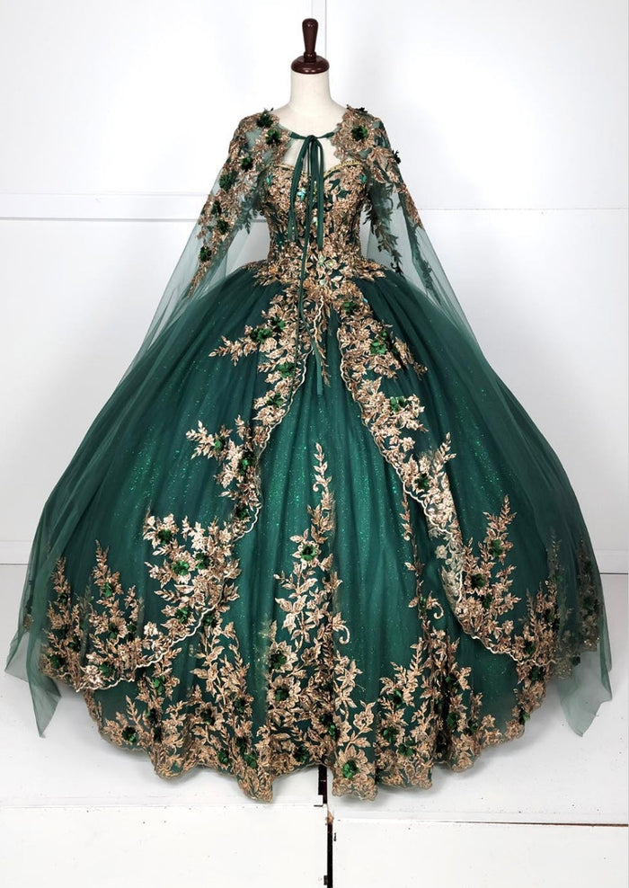Chicas HF3080 Printed Glitter Royal BallDress Floral Tulle Dress
