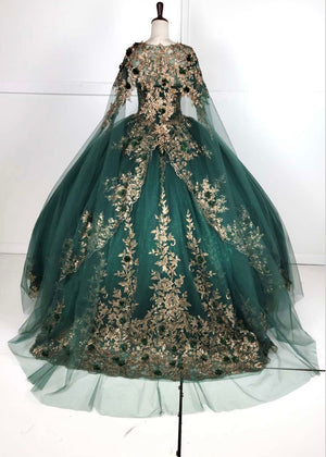 Chicas HF3080 Printed Glitter Royal BallDress Floral Tulle Dress