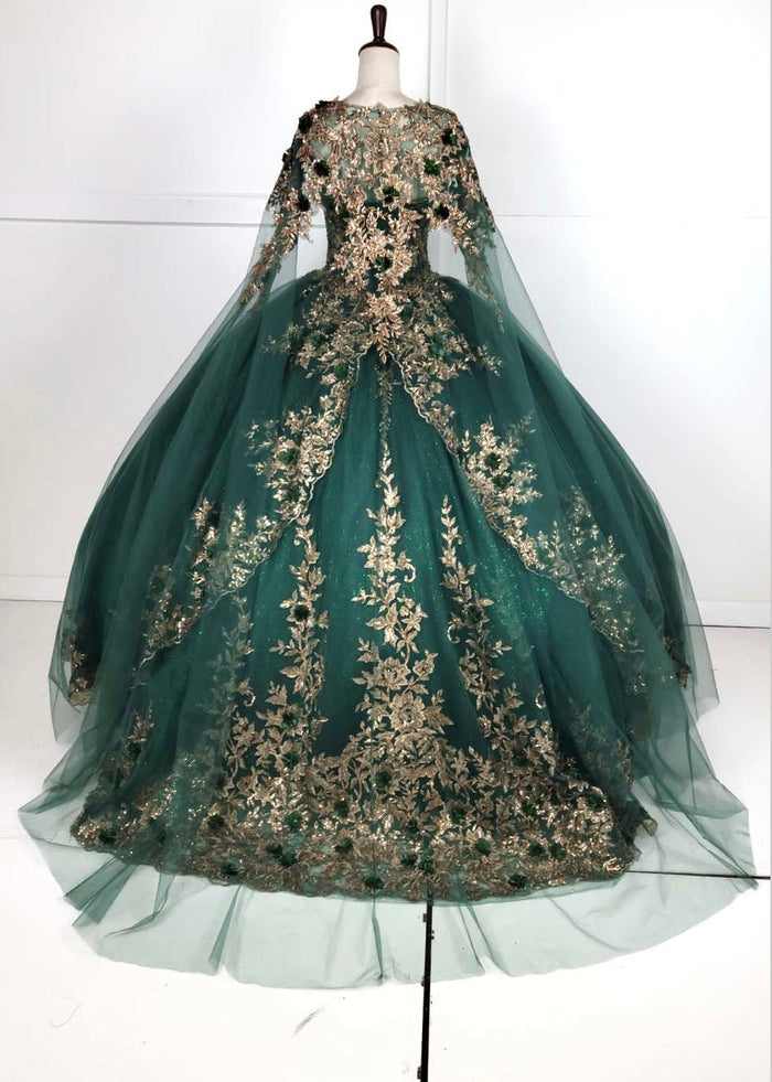 Chicas HF3080 Printed Glitter Royal BallDress Floral Tulle Dress