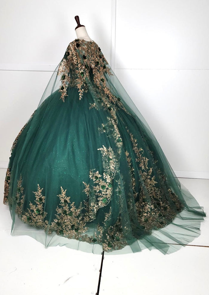 Chicas HF3080 Printed Glitter Royal BallDress Floral Tulle Dress