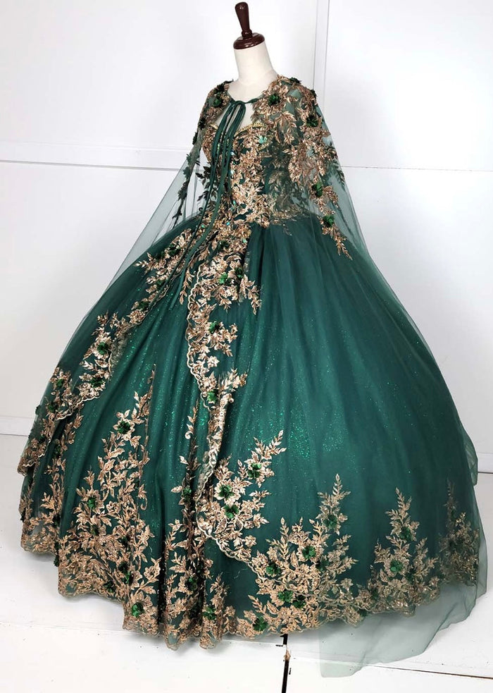 Chicas HF3080 Printed Glitter Royal BallDress Floral Tulle Dress