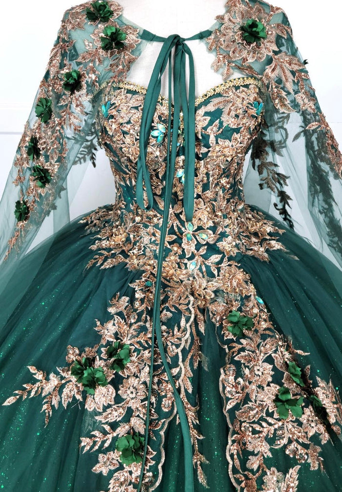 Chicas HF3080 Printed Glitter Royal BallDress Floral Tulle Dress