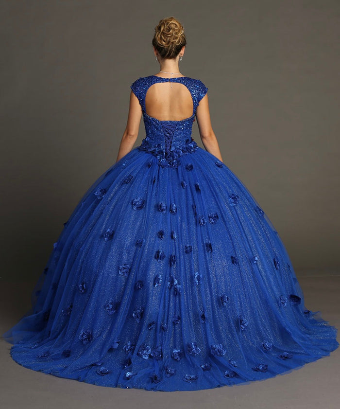 Chicas HF3068 Printed Royal BallDress Sweetheart Floral Style Tulle Dress