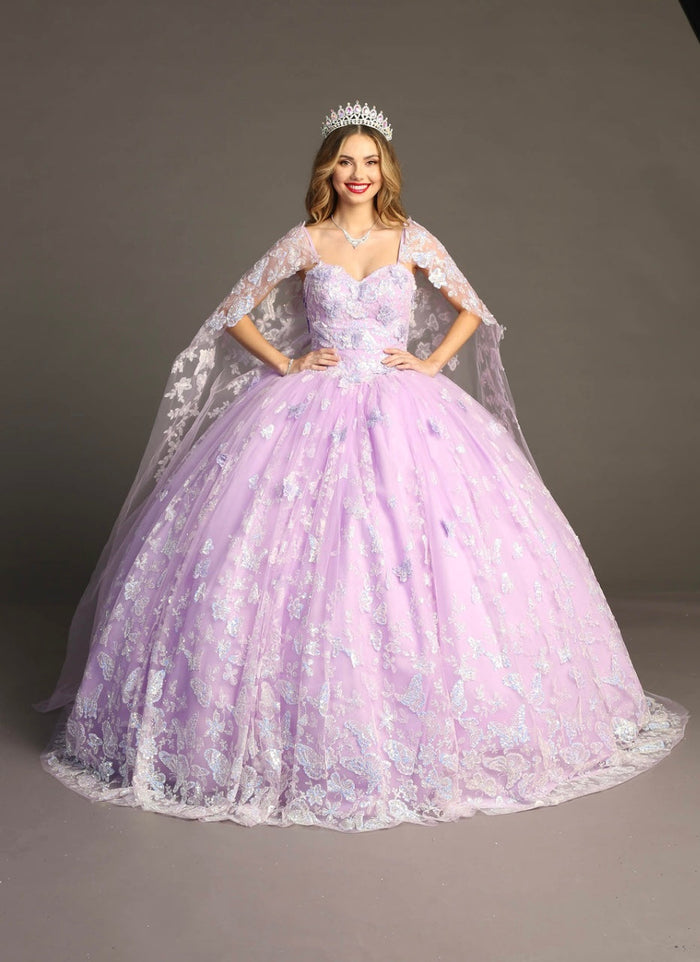 Chicas HF3097 Lilac BallDress Sweetheart Butterfly Tulle Dress