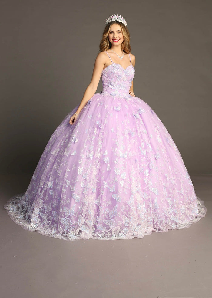 Chicas HF3097 Lilac BallDress Sweetheart Butterfly Tulle Dress