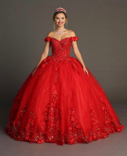 Chicas HF3085 Romantic Printed Glitter Red BallDress Sweetheart Tulle Dress