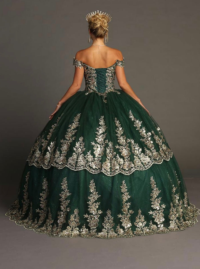 Chicas HF3083 Elegant Royal BallDress Floor-Length Embroidered Cape Tulle Dress