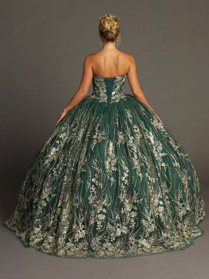 Chicas HF3079 Printed Metallic Formal BallDress Floral Tulle Dress