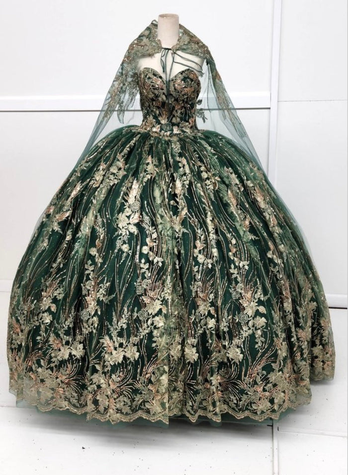 Chicas HF3079 Printed Metallic Formal BallDress Floral Tulle Dress