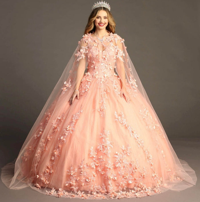 Chicas HF3055 Printed Royal BallDress Sweetheart Floral Floor-Length Tulle Dress