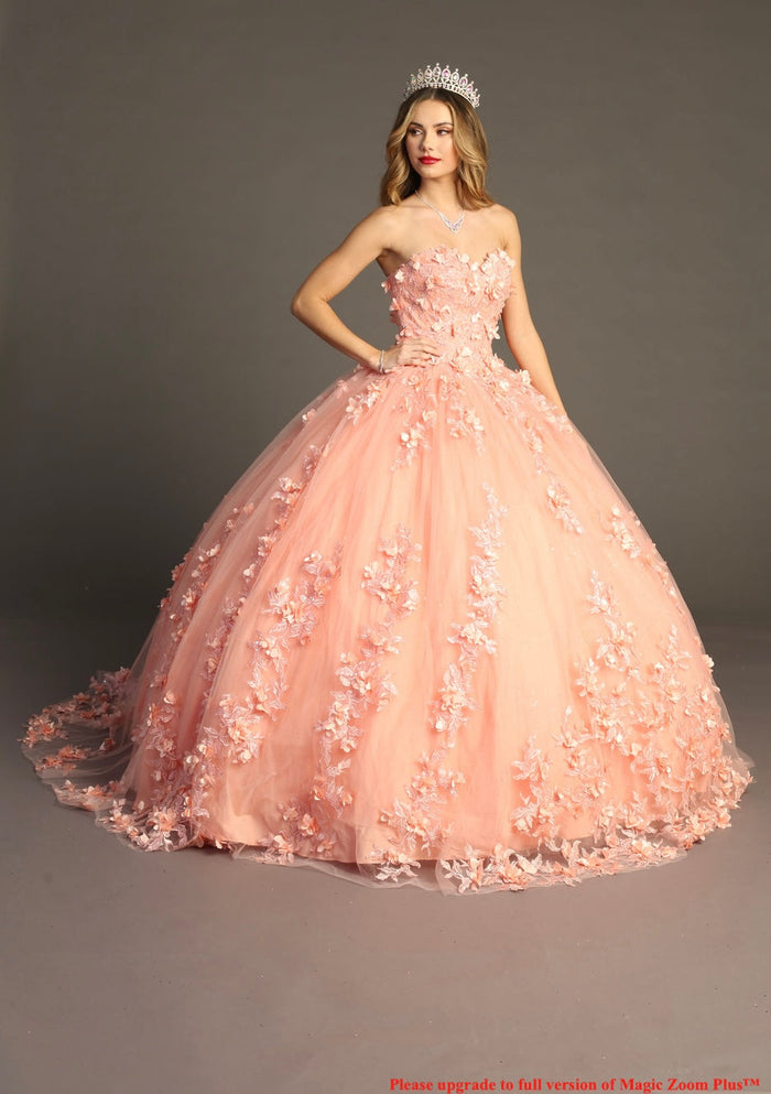 Chicas HF3055 Printed Royal BallDress Sweetheart Floral Floor-Length Tulle Dress