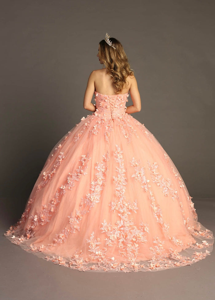 Chicas HF3055 Printed Royal BallDress Sweetheart Floral Floor-Length Tulle Dress