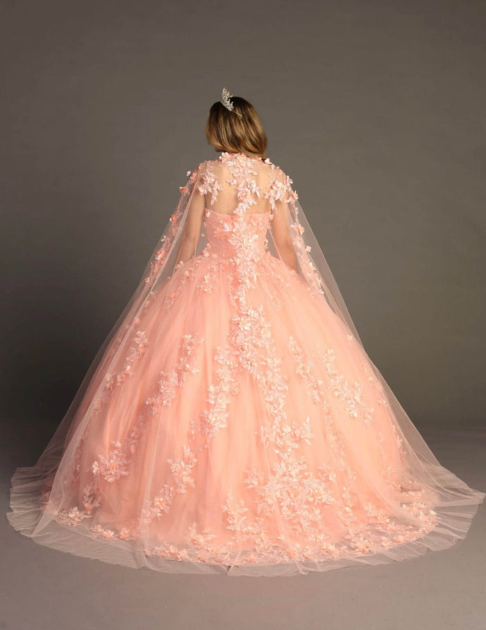Chicas HF3055 Printed Royal BallDress Sweetheart Floral Floor-Length Tulle Dress