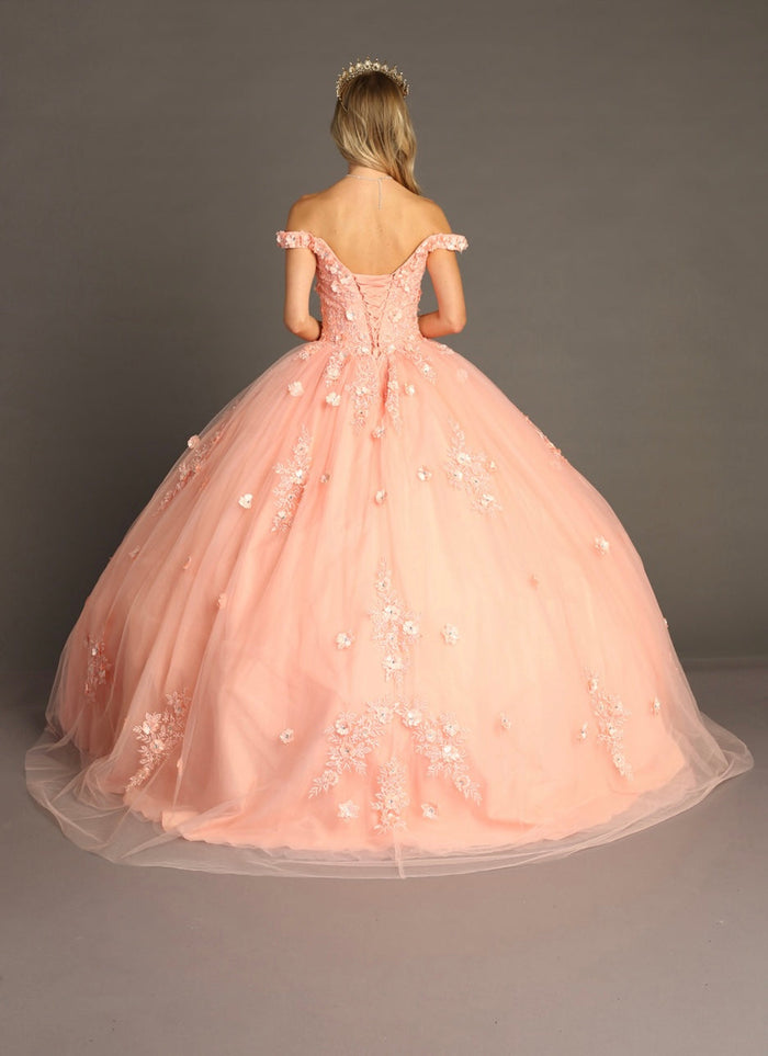 Chicas HF3047 Romantic Printed Green BallDress Sweetheart Floral Tulle Dress