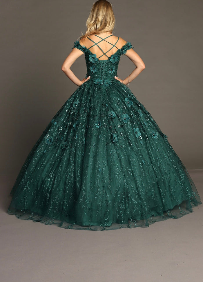 Chicas HF3073 Elegant Printed Metallic Royal BallDress Strapless Tulle Dress