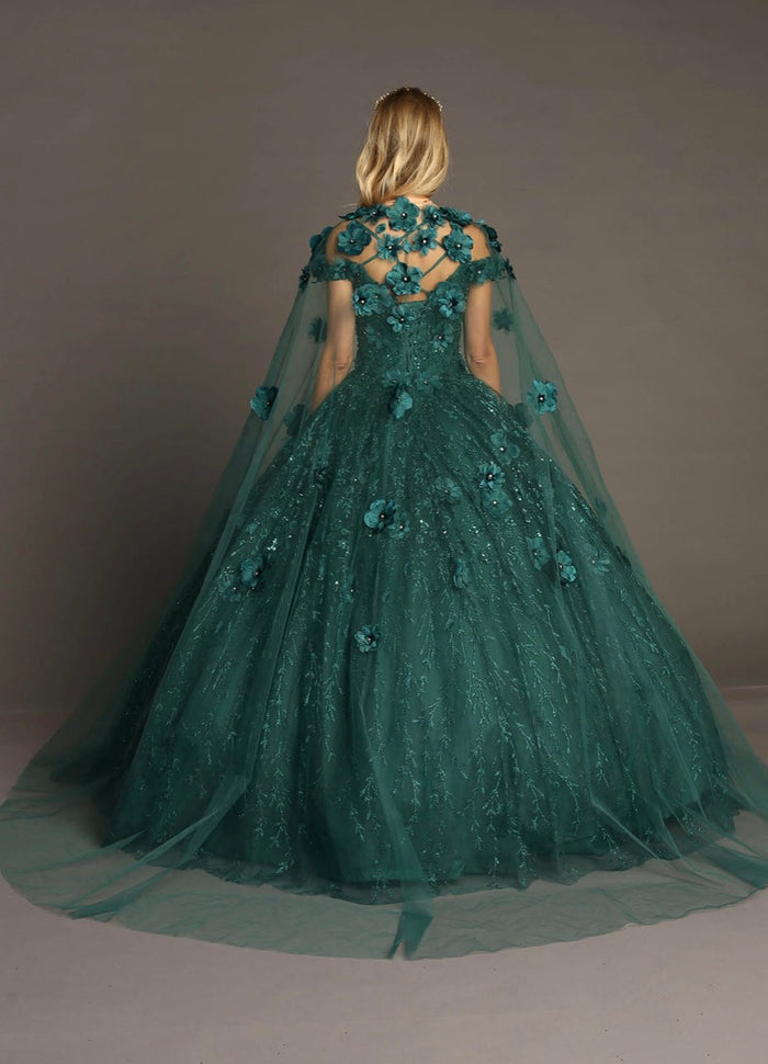Chicas HF3073 Elegant Printed Metallic Royal BallDress Strapless Tulle Dress