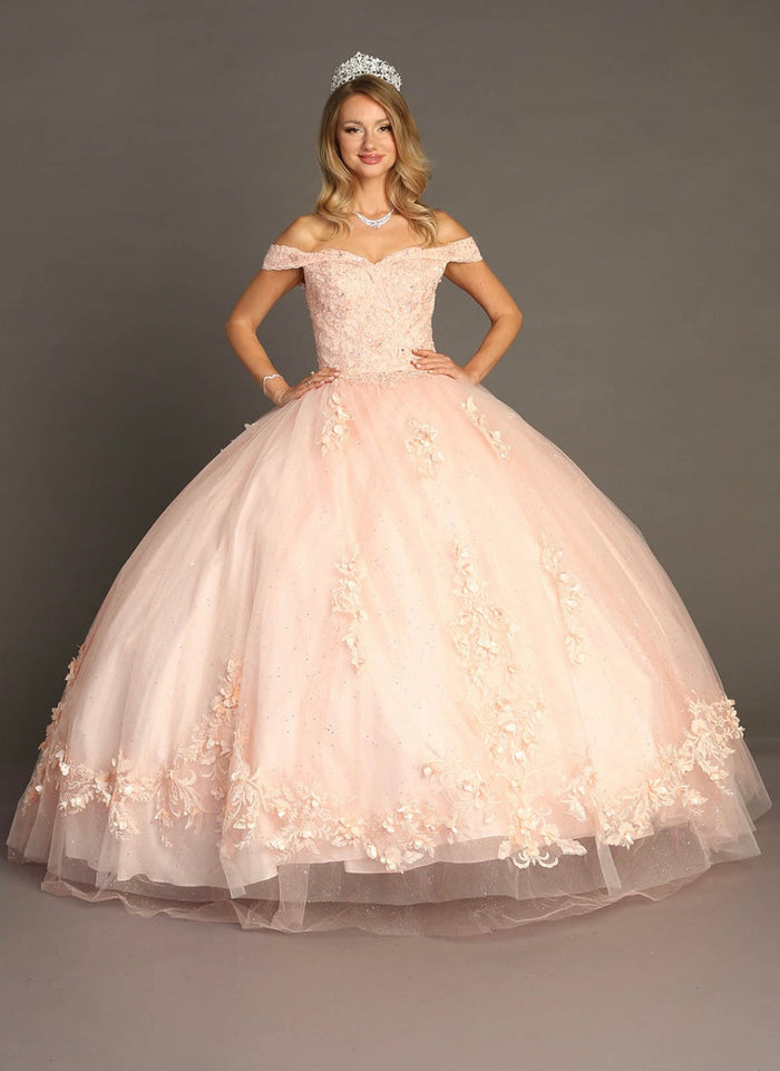 Chicas HF3041 Elegant Printed Formal BallDress Floral Floor-Length Tulle Dress