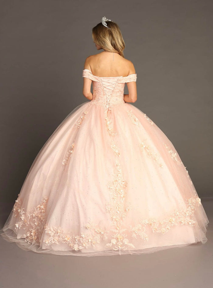 Chicas HF3041 Elegant Printed Formal BallDress Floral Floor-Length Tulle Dress