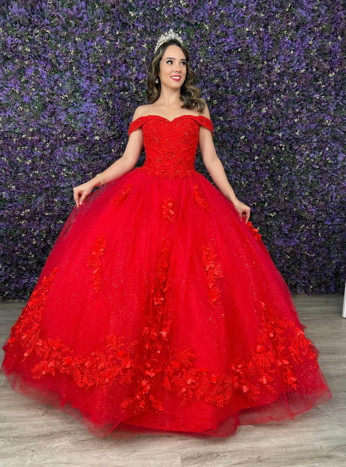 Chicas HF3041 Elegant Printed Formal BallDress Floral Floor-Length Tulle Dress