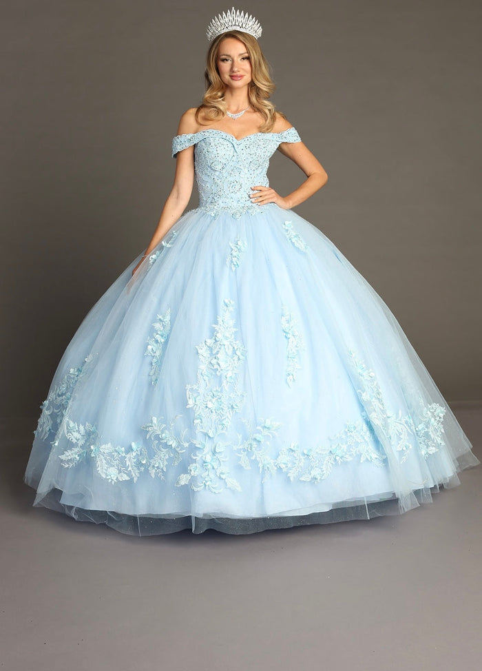 Chicas HF3041 Elegant Printed Formal BallDress Floral Floor-Length Tulle Dress
