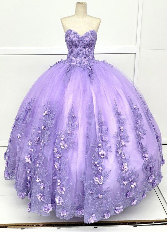 Chicas HF3035 Romantic Printed Glitter Quinceañera BallDress Strapless Tulle Dress