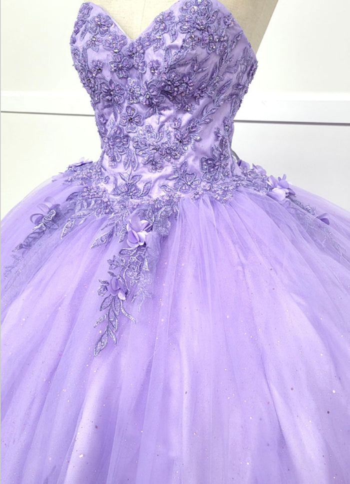 Chicas HF3035 Romantic Printed Glitter Quinceañera BallDress Strapless Tulle Dress
