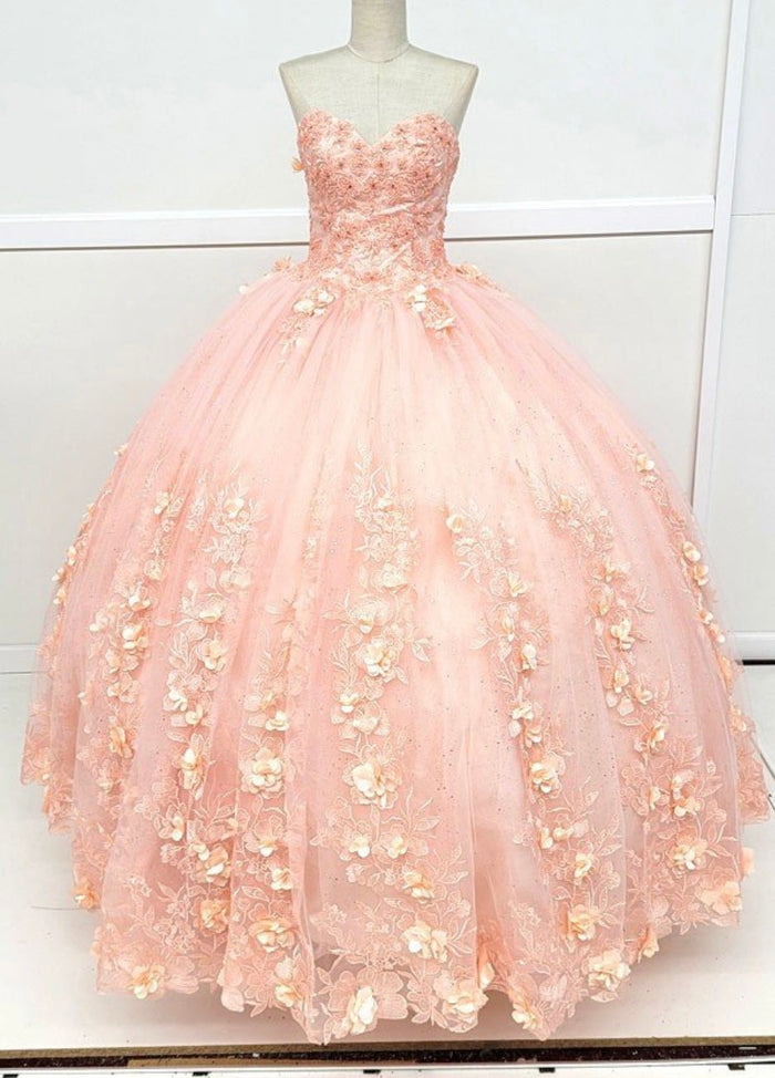 Chicas HF3035 Romantic Printed Glitter Quinceañera BallDress Strapless Tulle Dress
