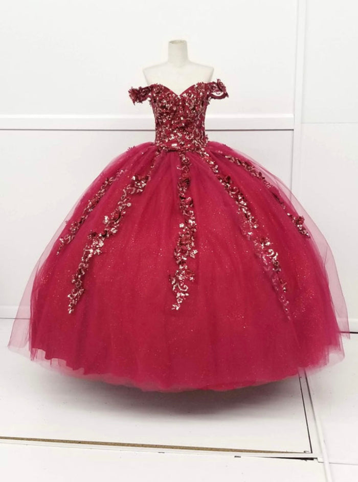Chicas HF3056 Romantic Printed Red BallDress Sweetheart Floral Tulle Dress