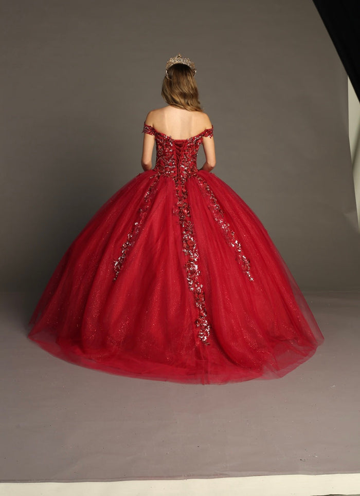 Chicas HF3056 Romantic Printed Red BallDress Sweetheart Floral Tulle Dress