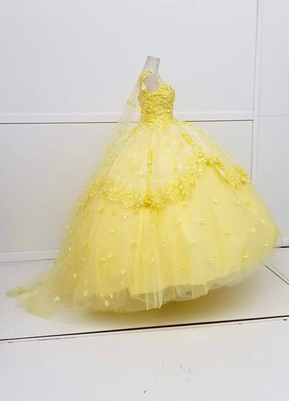 Chicas HF3046 Printed BallDress Floral Floor-Length Appliqué Cape Fabric Dress
